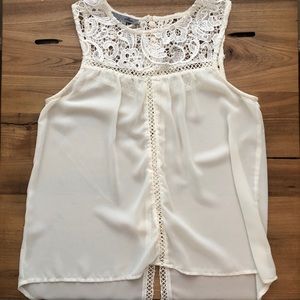 Misha Ivory Sleeveless Blouse with Lace Detailing